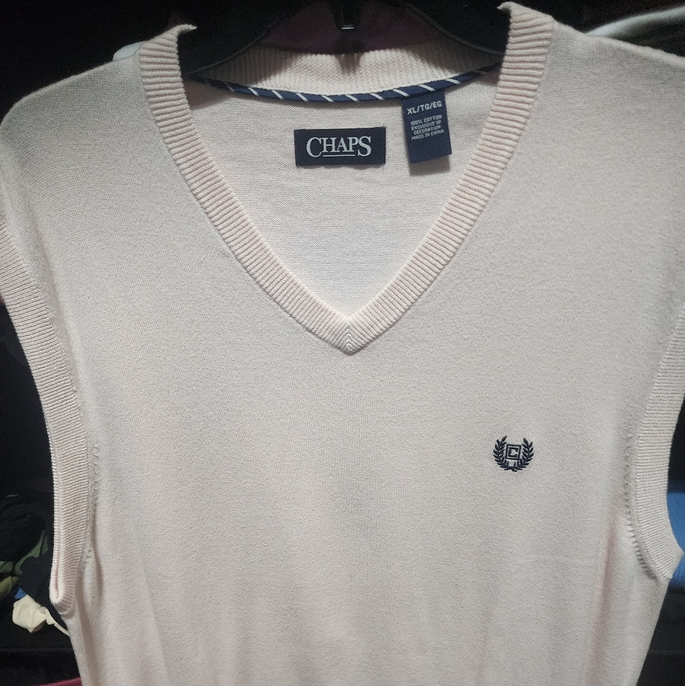 Chaps Light Pink V-Neck Sweater Vest